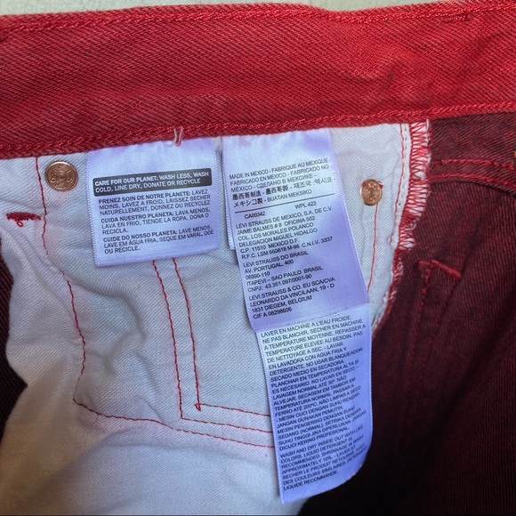 Levi’s Crimson Red Button-Fly 100% Cotton 501 Jeans - Picture 6 of 8
